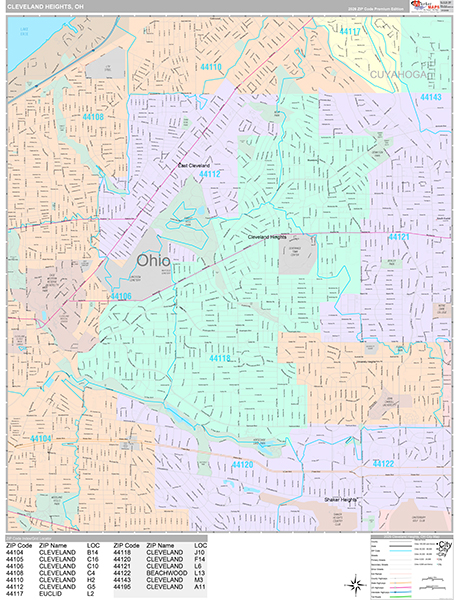 Cleveland Heights, OH Wall Map